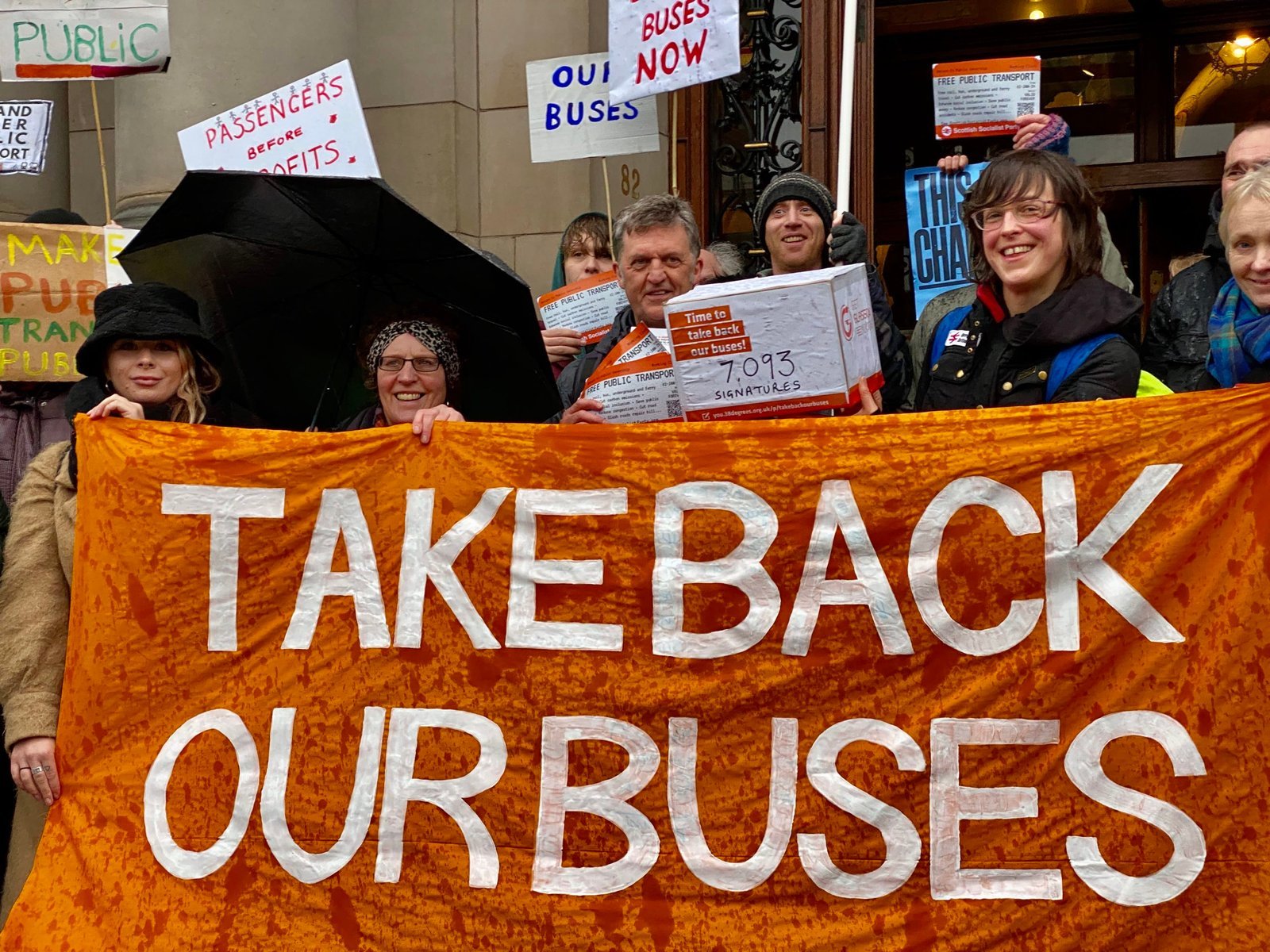 Photo by Neil Scott (Time to Take Back Our Buses petition hand-in at Glasgow City Chambers on 29 January 2020