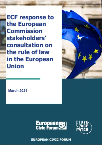 Cover page of the ECF response document regarding the European Commission stakeholders' consultation on the rule of law.